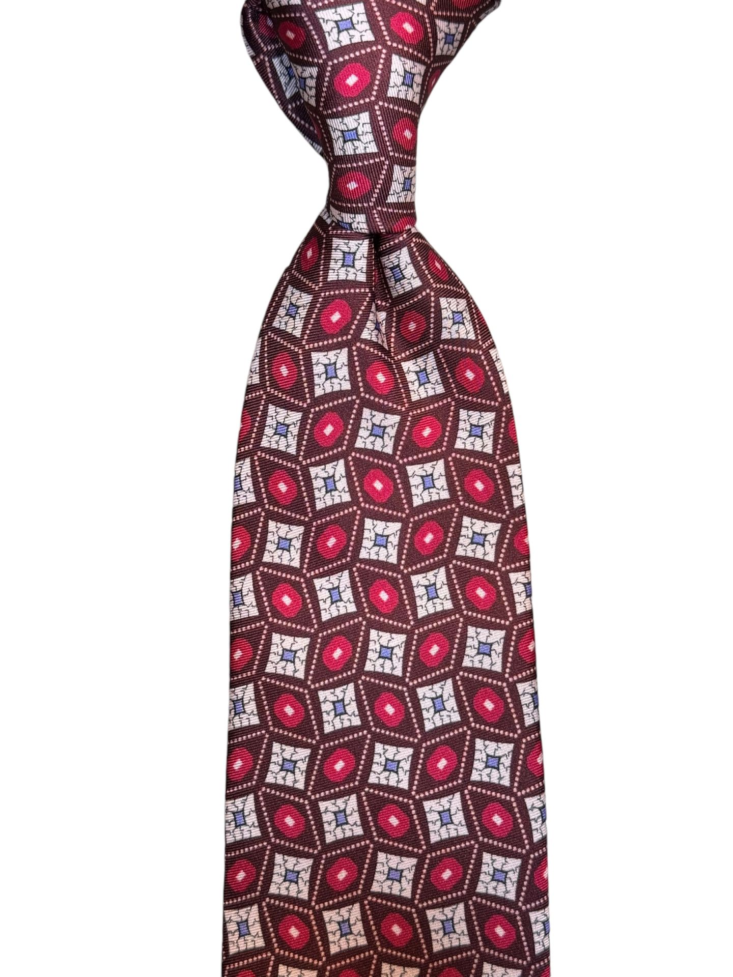%100 İpek Serigrafi Baskı Bordo Kravat