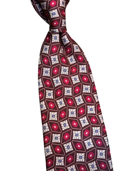 %100 İpek Serigrafi Baskı Bordo Kravat