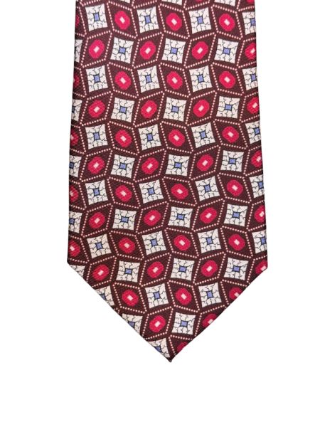%100 İpek Serigrafi Baskı Bordo Kravat