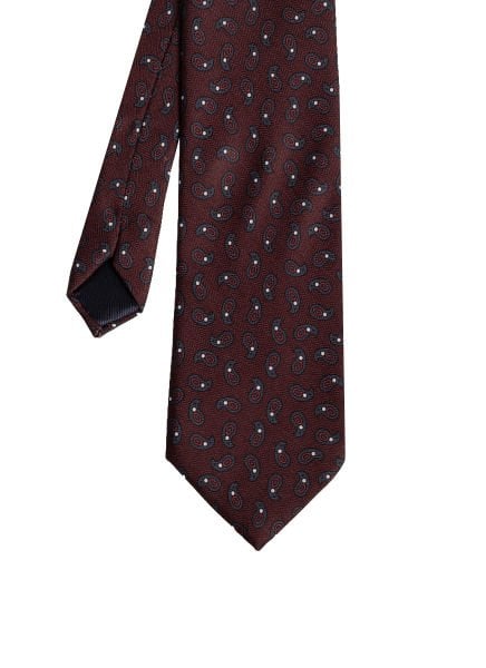 Bordo Şal Desen Soft Pamuk Kumaş Kravat