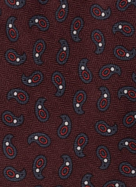 Bordo Şal Desen Soft Pamuk Kumaş Kravat