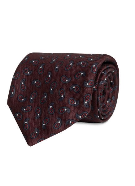 Bordo Şal Desen Soft Pamuk Kumaş Kravat