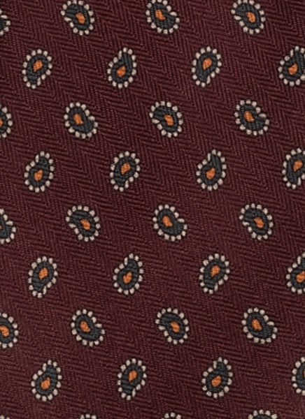 Bordo Şal Desen Soft Pamuk Kumaş Kravat