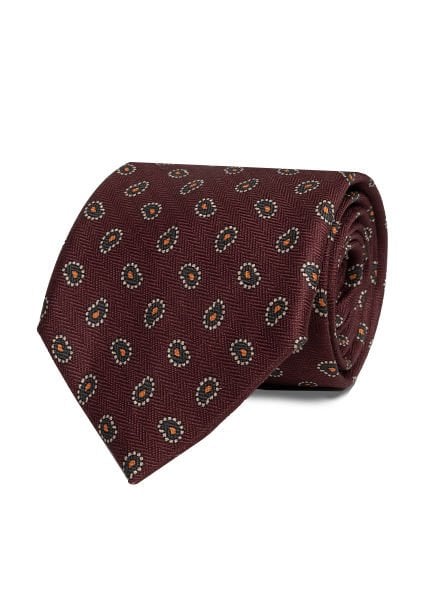 Bordo Şal Desen Soft Pamuk Kumaş Kravat