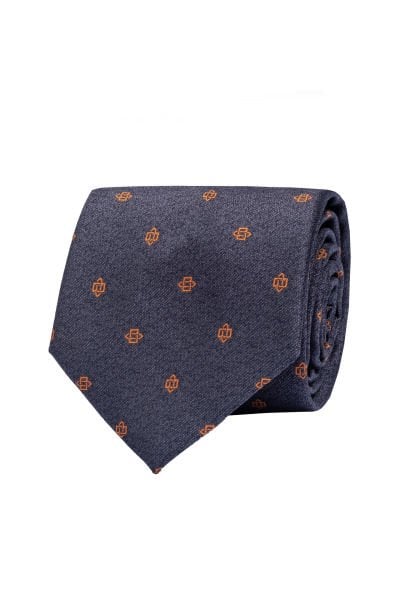 Microfiber Koyu Gri Figürlü Kravat