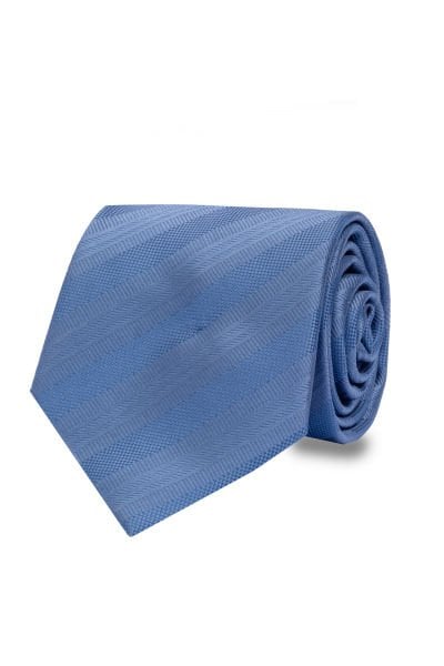 Microfiber Mavi Çizgi Detaylı Kravat