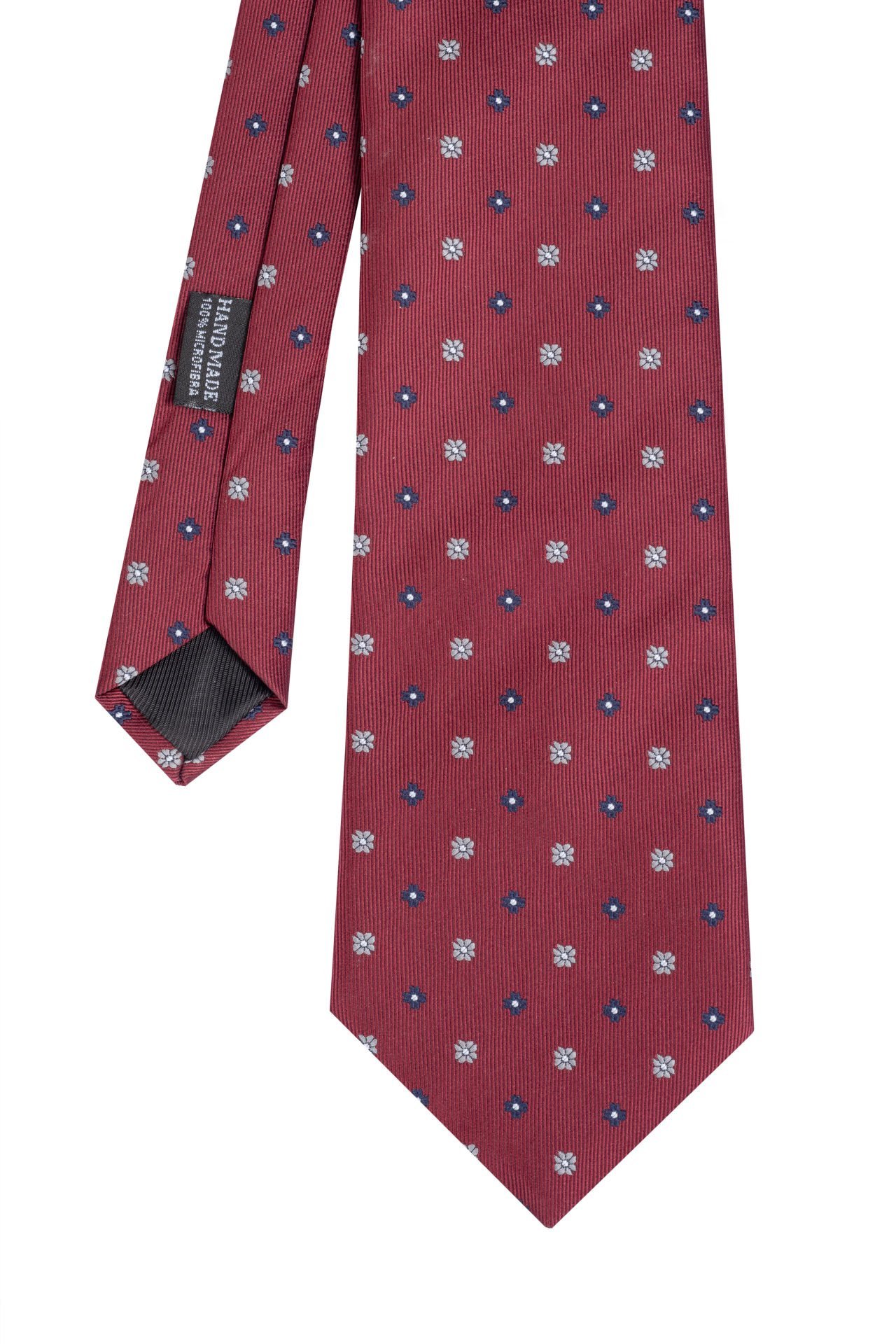 Microfiber Bordo Çiçek Desen Kravat