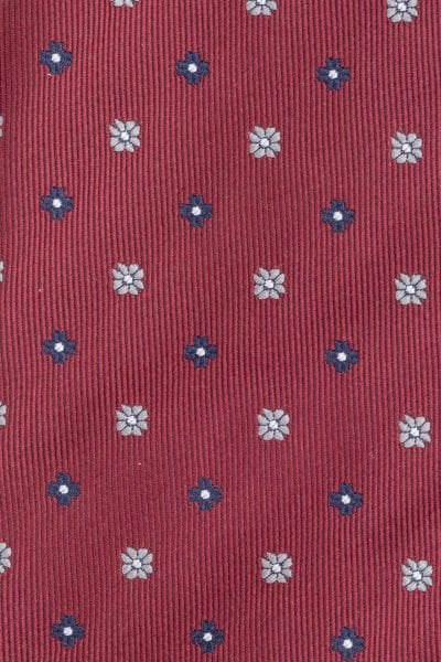 Microfiber Bordo Çiçek Desen Kravat