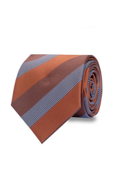 Microfiber Taba Rengi Çizgili Kravat
