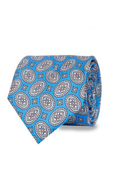 Microfiber Mavi Özel Desen Kravat