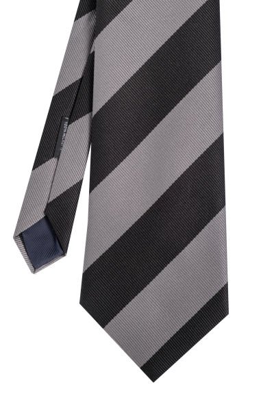 Microfiber Siyah-Gri Çizgili Kravat