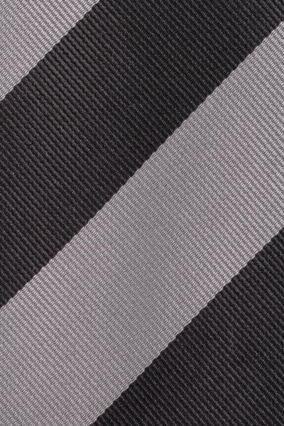 Microfiber Siyah-Gri Çizgili Kravat