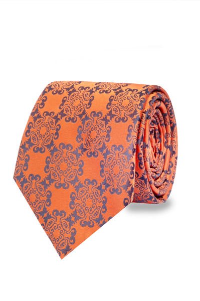 Microfiber Turuncu Özel Desen Kravat