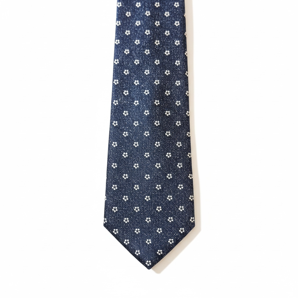 Lacivert Minimal Desen İpek Kravat