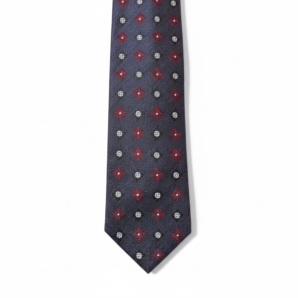 Lacivert Minimal Desen İpek Kravat