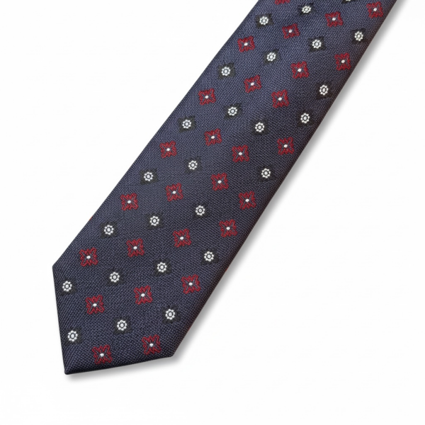 Lacivert Minimal Desen İpek Kravat
