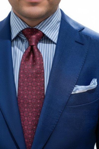 Bordo Karo Desen İpek Kravat