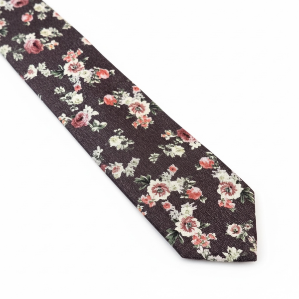 Pamuk Bordo Melanş Paisley Desen İpek Kravat