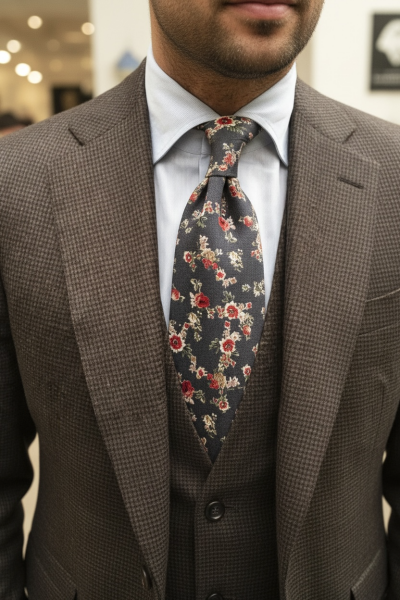 Pamuk Füme Paisley Desen İpek Kravat