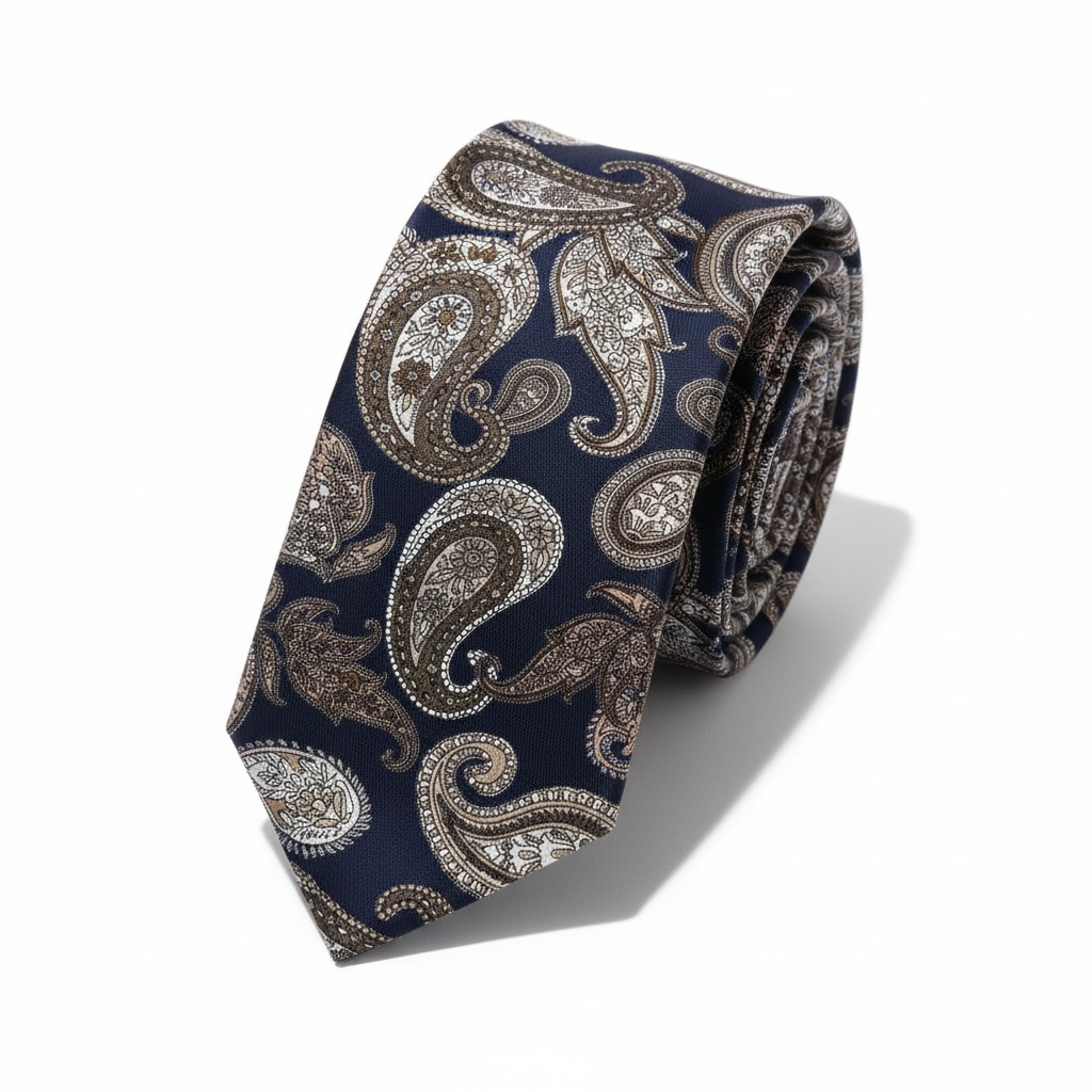 Pamuk Lacivert Şal Desen Kravat