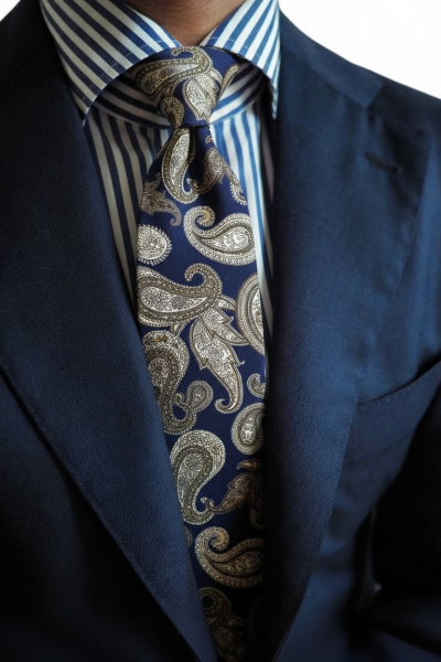Pamuk Lacivert Şal Desen Kravat