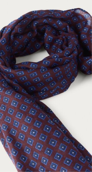 Pamuk Effeck Bordo Desenli İnce İplik Şal-Atkı