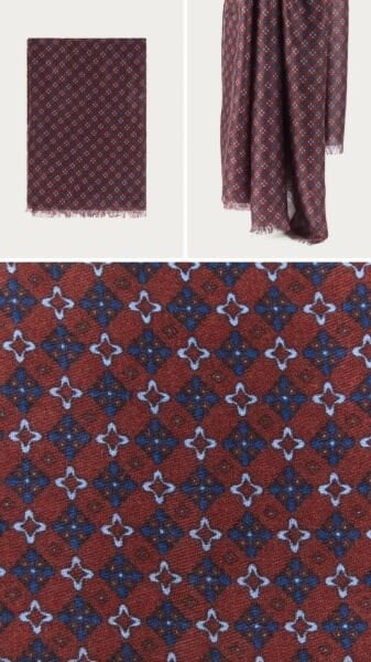 Pamuk Effeck Bordo Desenli İnce İplik Şal-Atkı