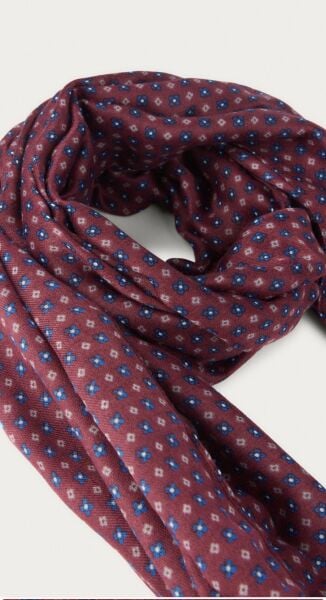Pamuk Effeck Bordo Desenli İnce İplik Şal-Atkı
