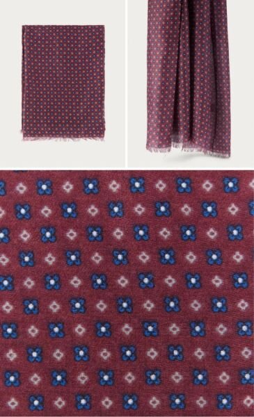 Pamuk Effeck Bordo Desenli İnce İplik Şal-Atkı