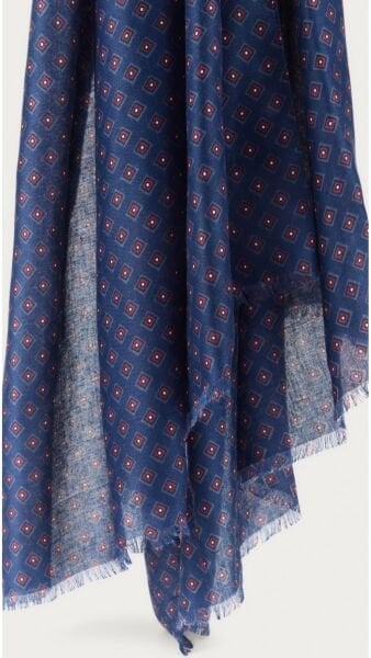 Pamuk Effeck Lacivert Desenli İnce İplik Şal-Atkı