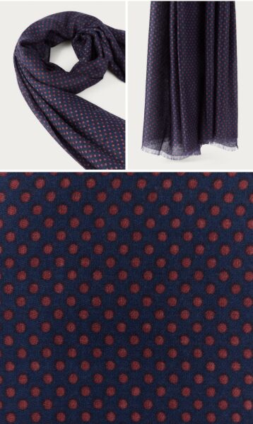 Pamuk Effeck Lacivert Desenli İnce İplik Şal-Atkı