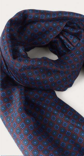 Pamuk Effeck Bordo Desenli İnce İplik Şal-Atkı
