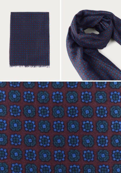 Pamuk Effeck Bordo Desenli İnce İplik Şal-Atkı