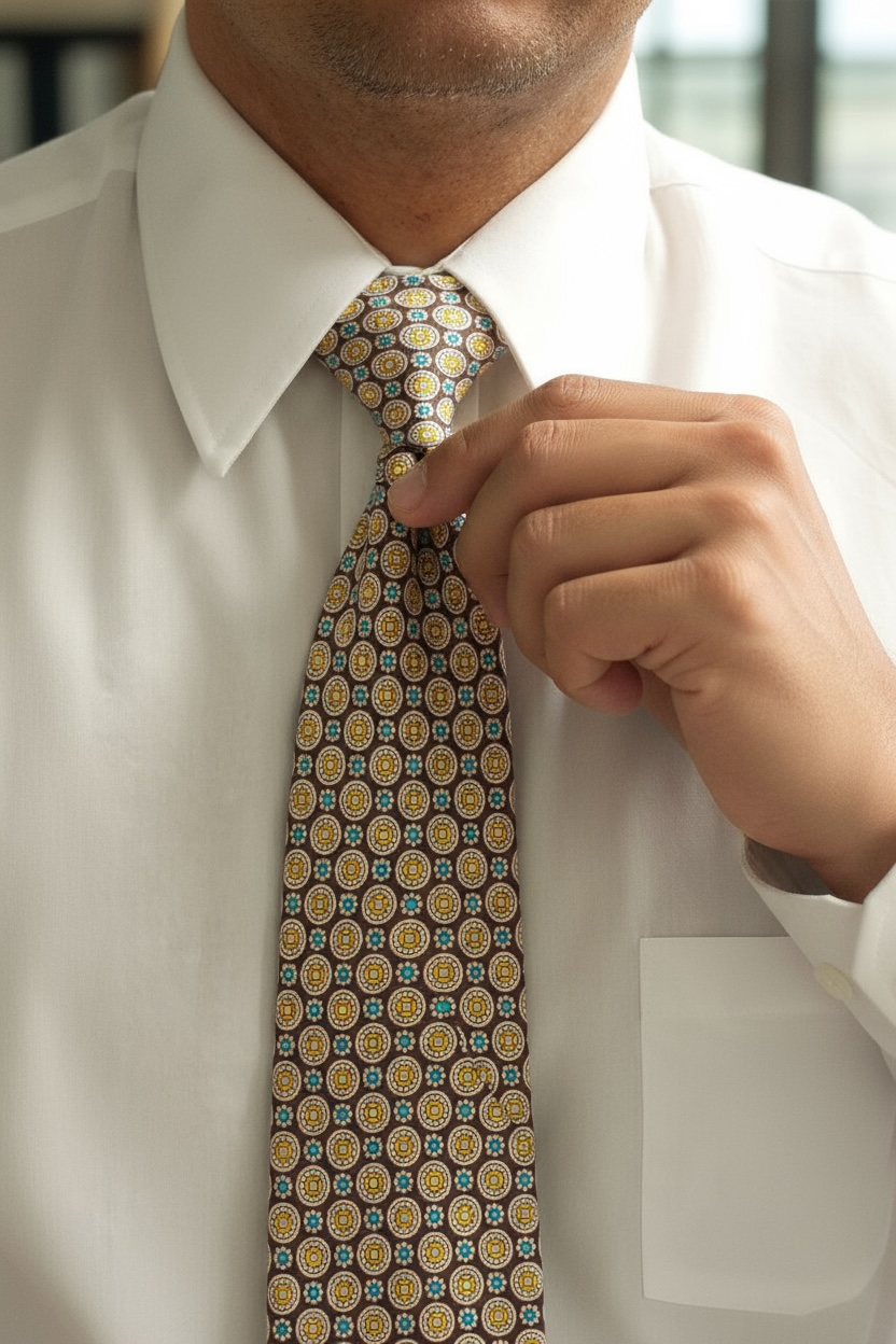 İtalyan oval Minimal Desen İpek Kravat
