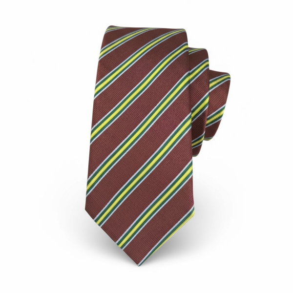Klasik Bordo Çizgili Desen İpek Kravat