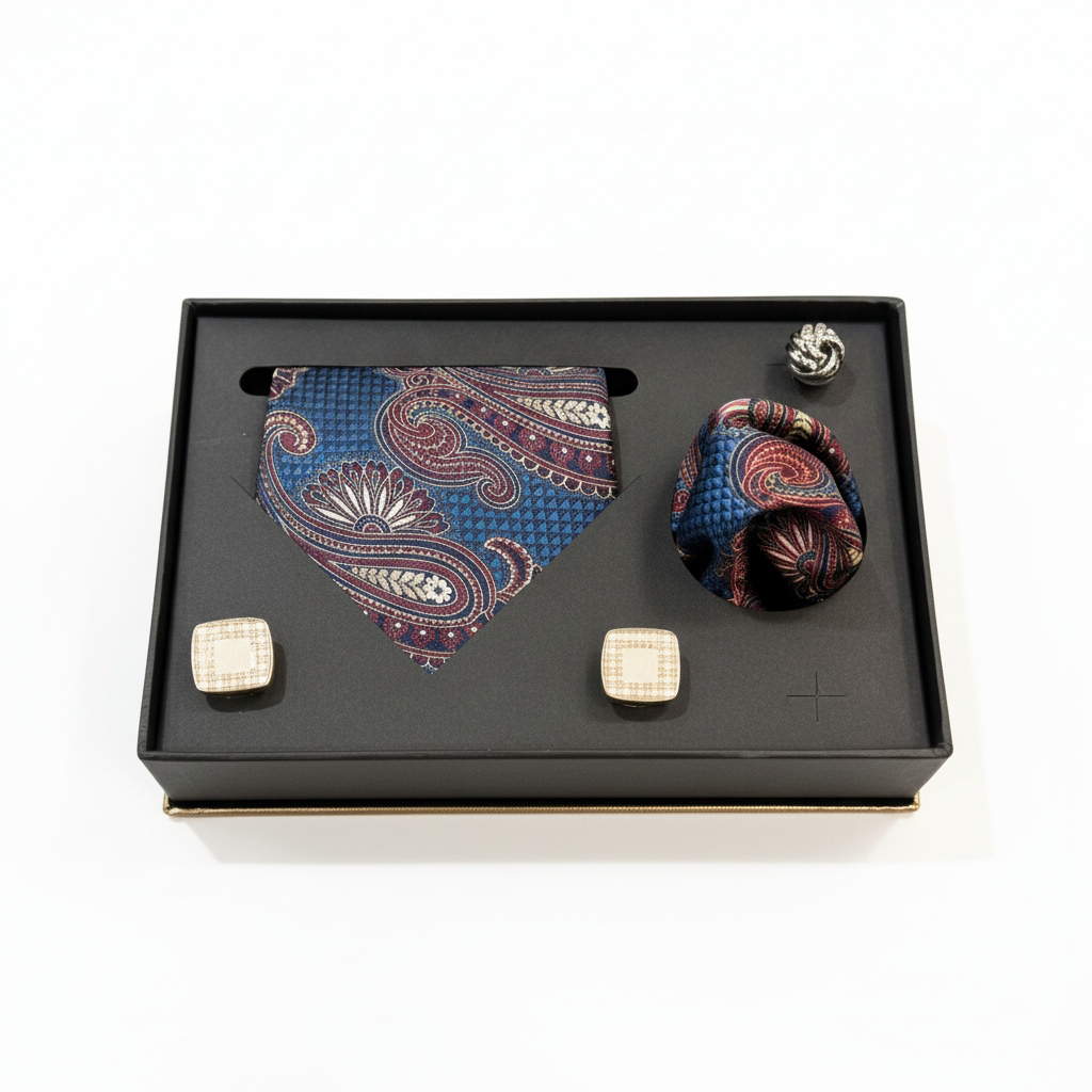 Croate Lüks Kutulu Kravat Mendil & Kol Düğmesi Seti