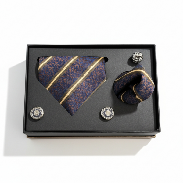 Croate Lüks Kutulu Kravat Mendil & Kol Düğmesi Seti
