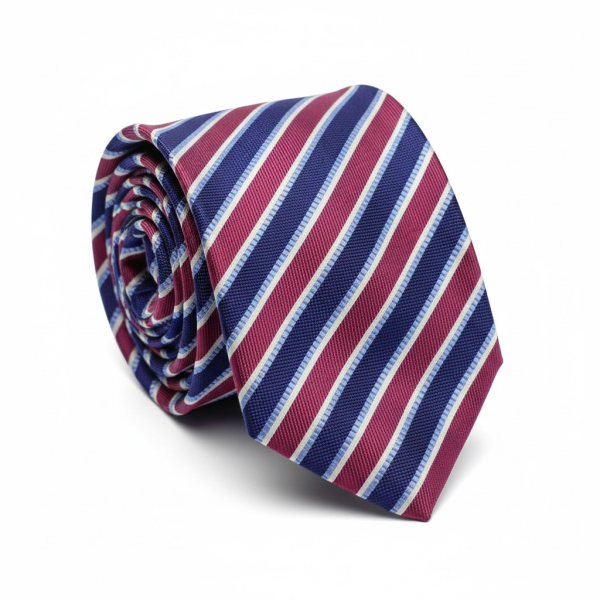 %100 İpek Bordo Çizgili Kravat | Özel Dokuma, İtalyan Stil