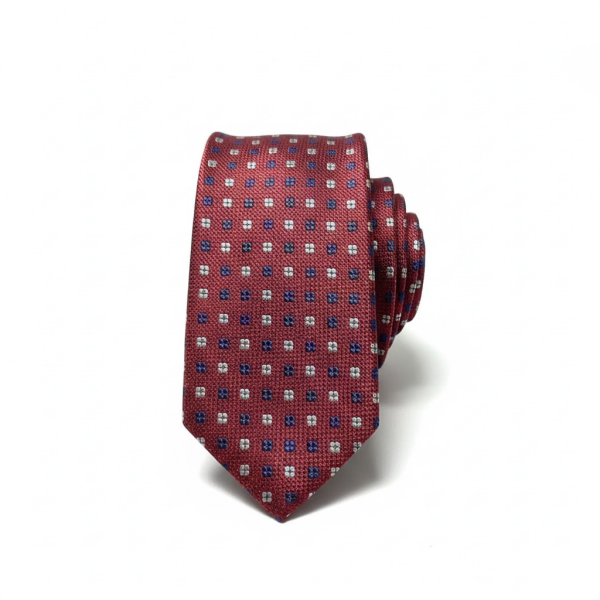 %100 İpek Bordo Minimal Desen Kravat | Özel Dokuma, İtalyan Stil