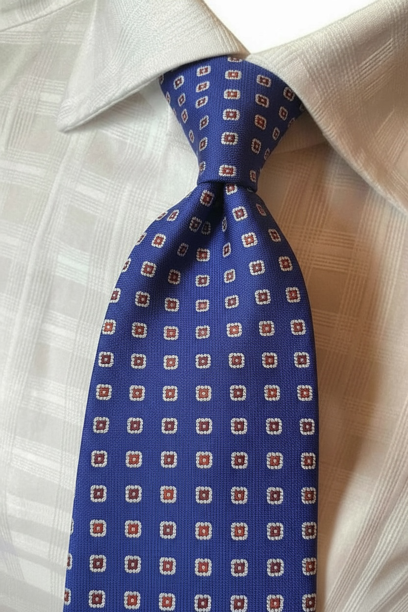 %100 İpek Lacivert Minimal Desen Kravat | Özel Dokuma, İtalyan Stil