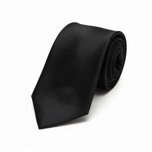 %100 İpek Siyaha Siyah Minimal Desen Kravat | Özel Dokuma, İtalyan Stil
