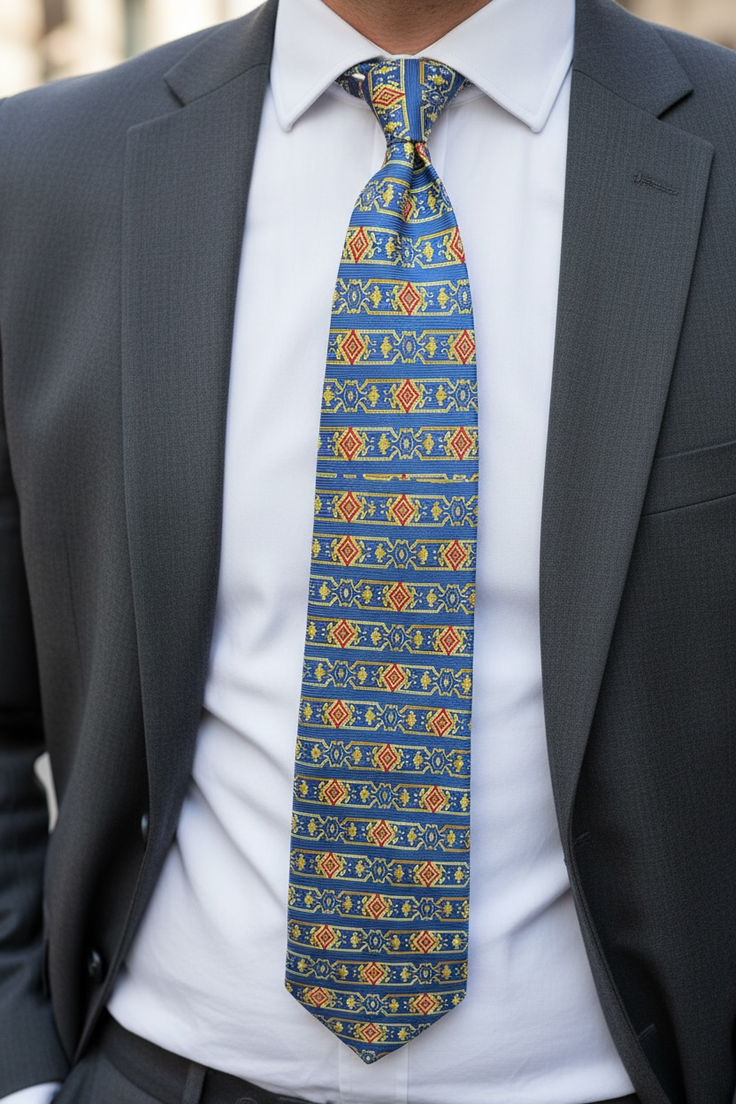 %100 İpek Haki Minimal Desen Kravat | Özel Dokuma, İtalyan Stil