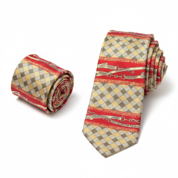 %100 İpek Zincir Desen Kravat | İtalyan Stil, Lüks Dokuma