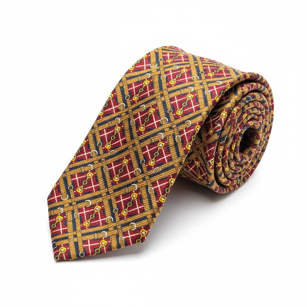 %100 İpek Karo Desen Kravat | İtalyan Stil, Lüks Dokuma