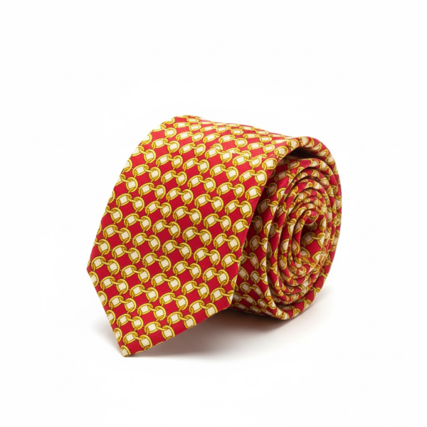 %100 İpek Kırmızı Minimal Desen Kravat | İtalyan Stil, Lüks Dokuma