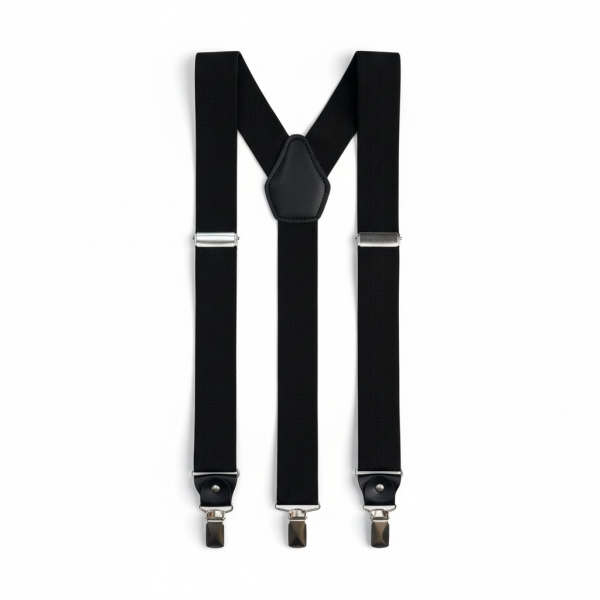 Siyah Askılı Kemer – Unisex, Ayarlanabilir, Deri Detaylı