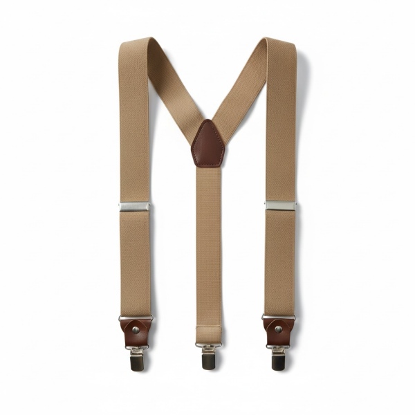 Krem Askılı Kemer – Unisex, Ayarlanabilir, Deri Detaylı