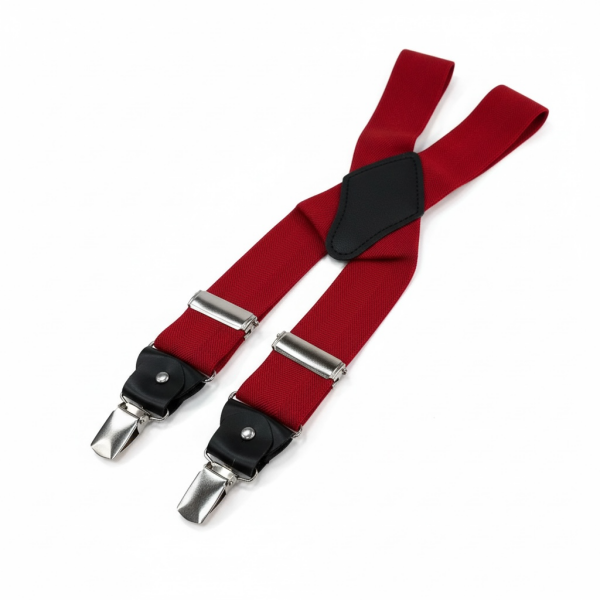 Kırmızı Askılı Kemer – Unisex, Ayarlanabilir, Deri Detaylı