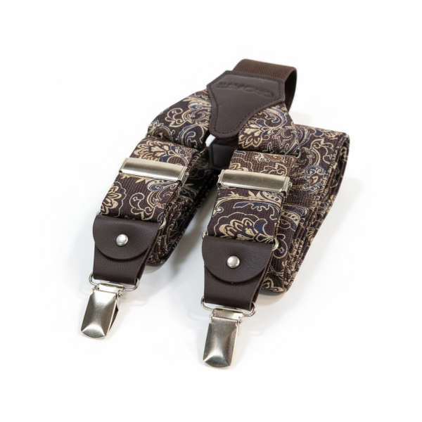 Şal Desen Kumas Detaylı Premium Kemer – Unisex, Ayarlanabilir, Deri Detaylı