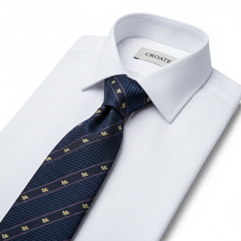 Lacivert Çizgili Gucci Tasarım Figürlü 8 cm İtalyan Micro Kravat – Özel Seri